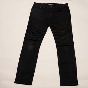 Men's RSQ Seattle Skinny Tapered Black Moto Jeans
